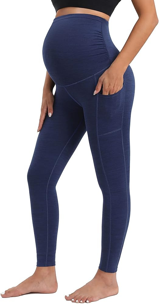 IUGA Maternity Leggings Over The Belly Buttery Soft Maternity Yoga Pants with Pockets Pregnancy L... | Amazon (US)