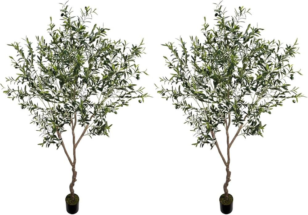AfanD Artificial Olive Tree 7ft(82in,1789leaves) Tall,Faux Olive Tree Indoor Artificial Tree for ... | Amazon (US)