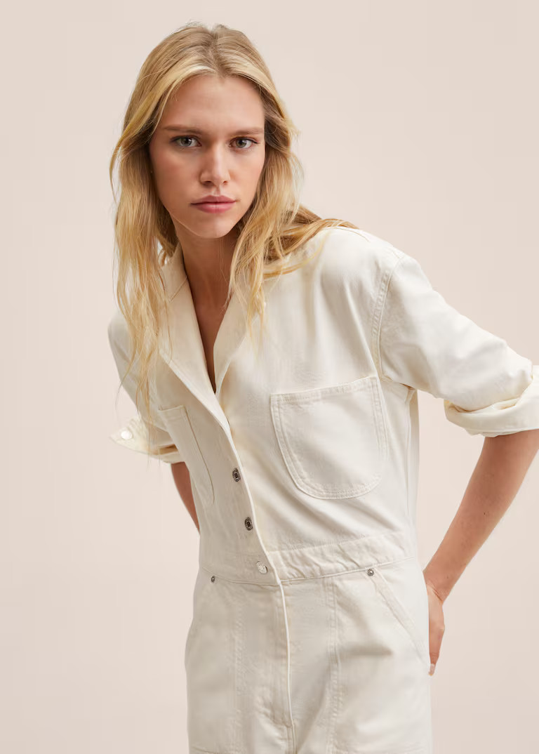 Buttons denim jumpsuit | MANGO (US)