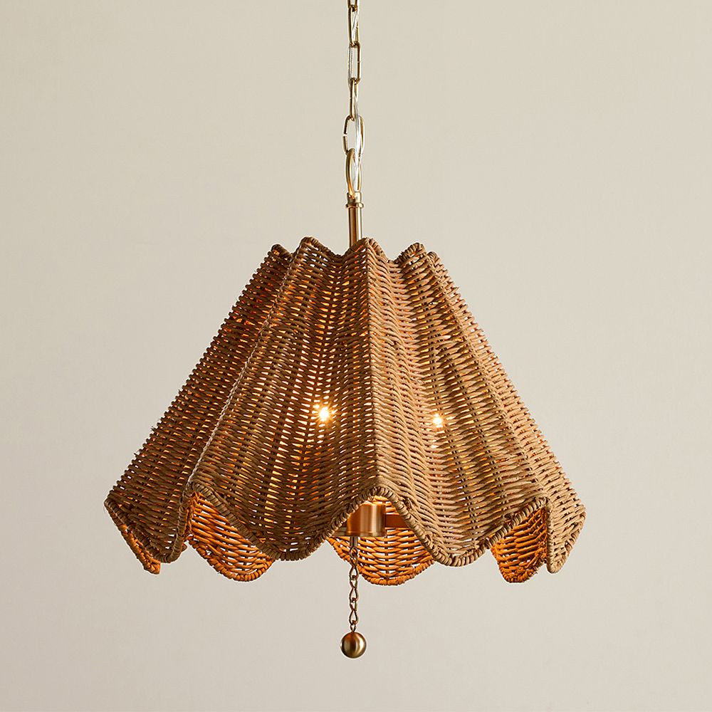 Chris Loves Julia Ruffle Rattan Chandelier (16") | Pottery Barn Teen