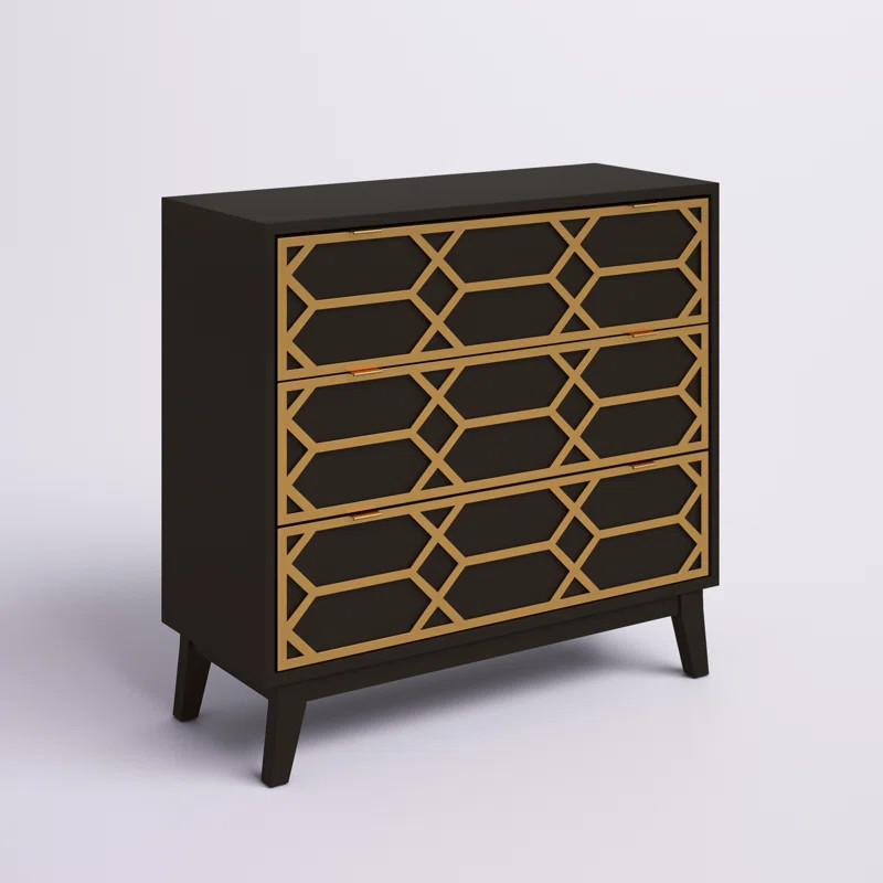 Estelle Gold Lattice Accent Chest | Wayfair Professional