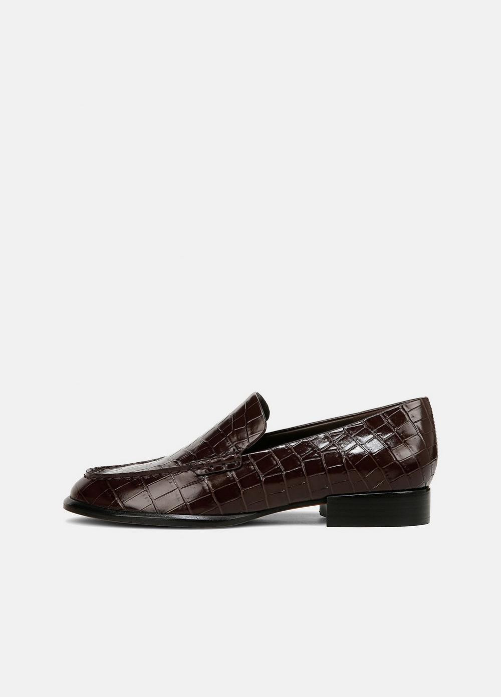 Women's Naomi Croc-Embossed Leather Loafer, Cacao Brown, Size 6 Vince | Vince LLC
