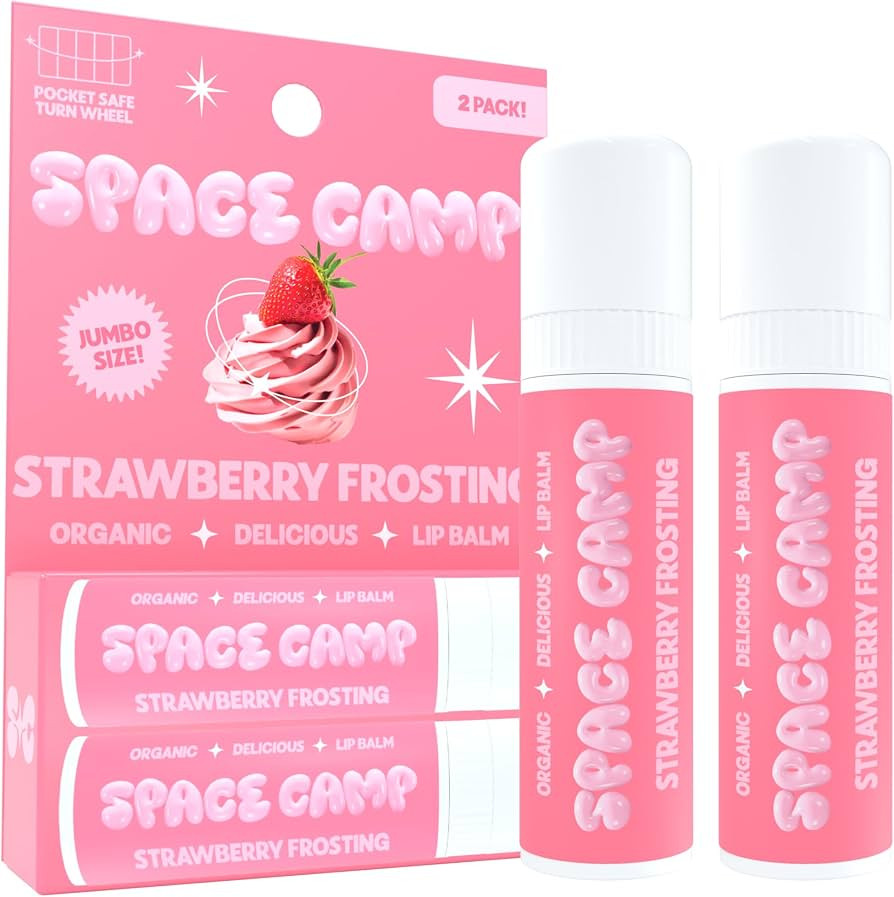 Space Camp Wellness Jumbo Lip Balm - Strawberry Frosting Organic Flavored Balm (2 Pack) | Amazon (US)