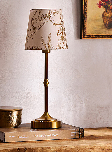 Sepia flowers lampshade rechargeable touch lamp | Simons