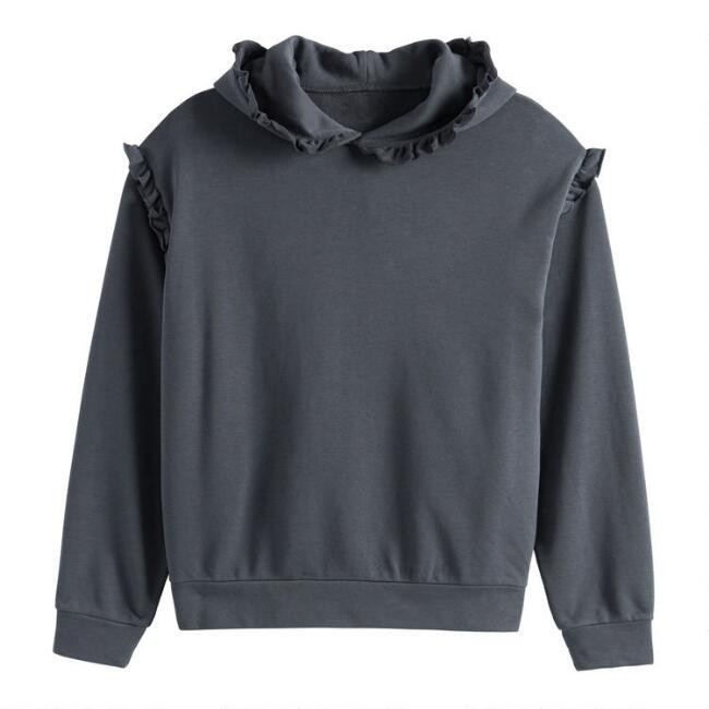 Navy Blue Ruffle Lounge Hoodie | World Market