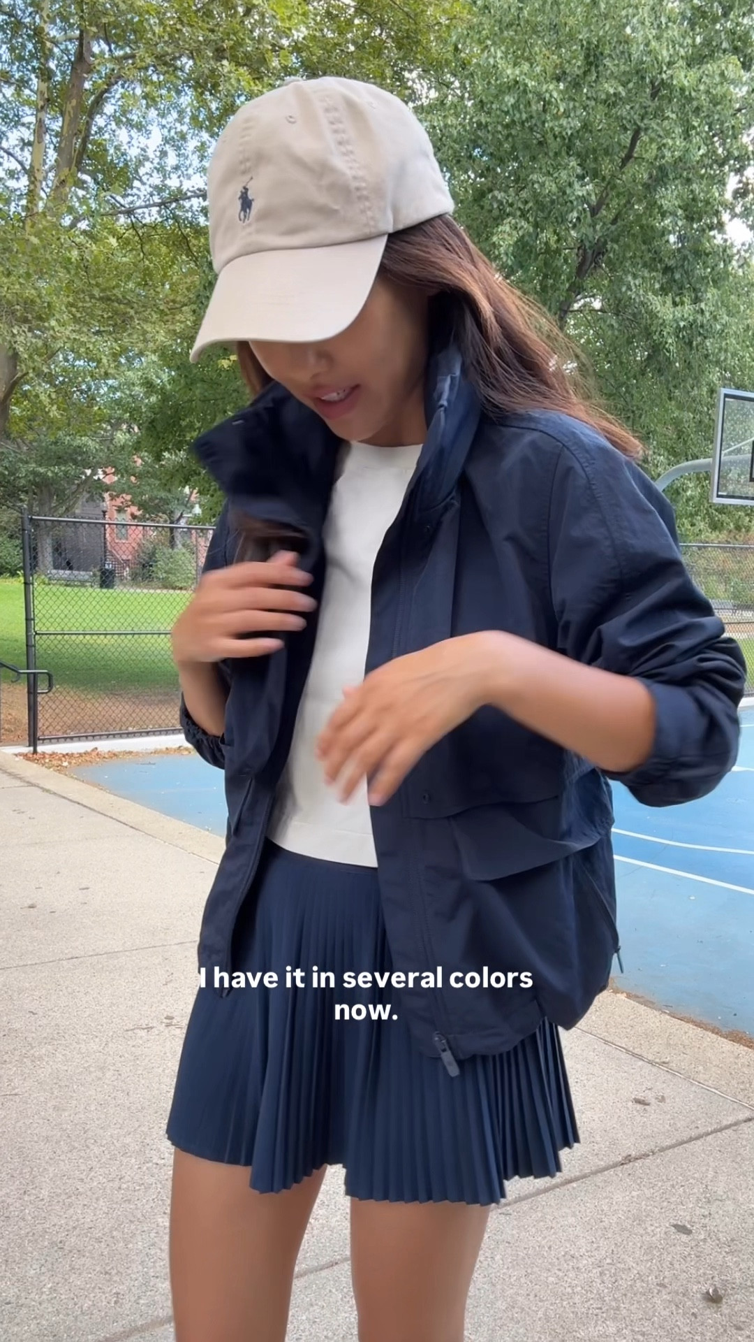 New fall colors in my longtime favorite atheisure jacket that is petite friendly. 

I wear navy and ivory often year round and have been eying the new brown and fog green!

Some useful features:
- water resistant
- hood folds into the collar
- lots of pockets with secure zipper 
- bottom can be cinched for a different look

- Lululemon pleated skort size 2. I always size up in this brand. Machine wash cold and air dry, the pleats stay perfectly intact

- Cropped tee in xxxs but I should've done XXS so its not so shrunken fit. love the length and structure / shape on this one, soft feel, very petite friendly.

- Adidas handball spezial sneakers 5 but runs big 

active jacket, rain jacket, travel style, airport outfits, tennis, school pickup, busy mom looks 

 

#LTKTravel #LTKPetite