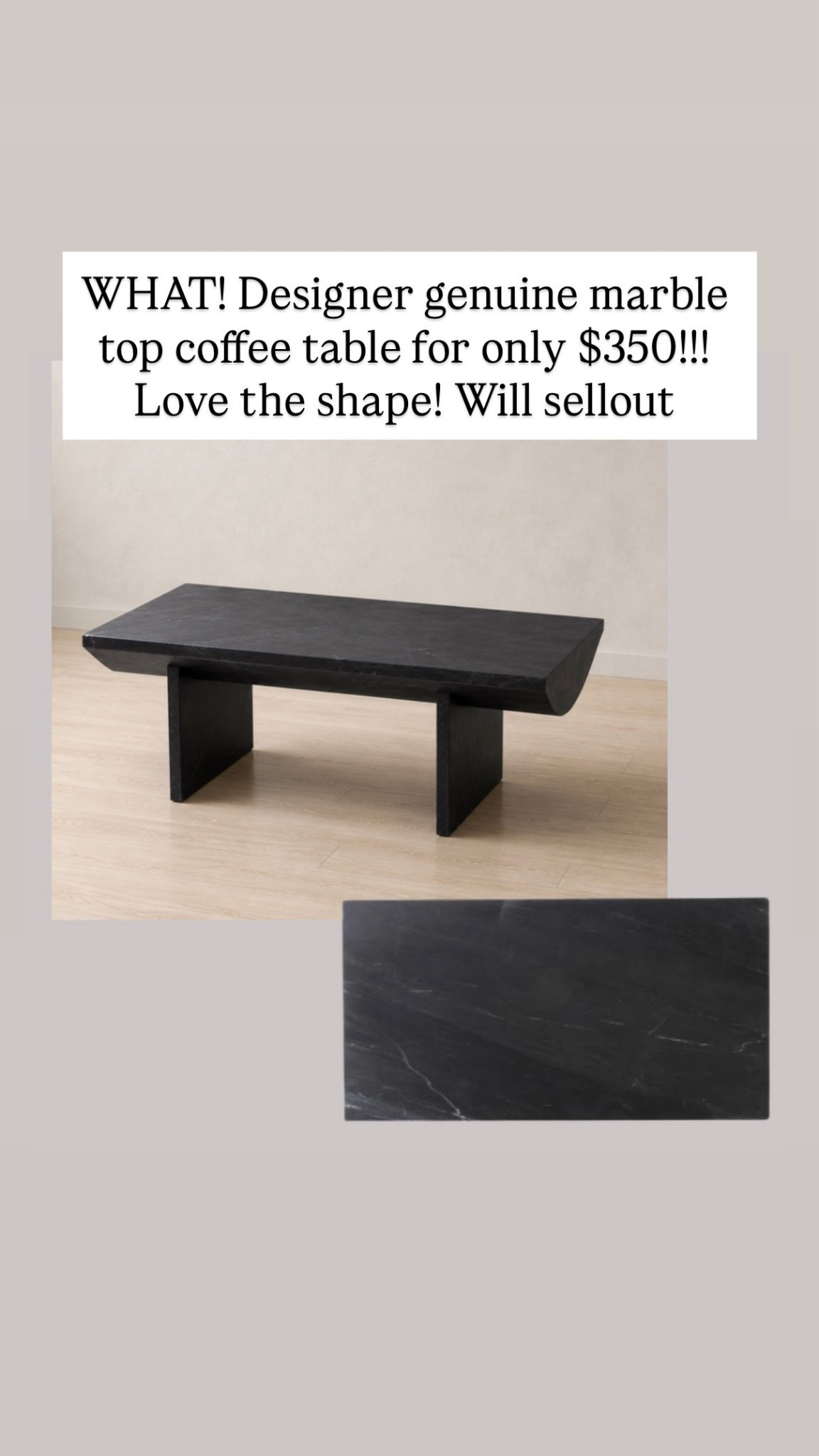 WHAT! Designer genuine marble top coffee table for only $350!!! Love the shape! Will sellout 

#LTKSaleAlert #LTKHome