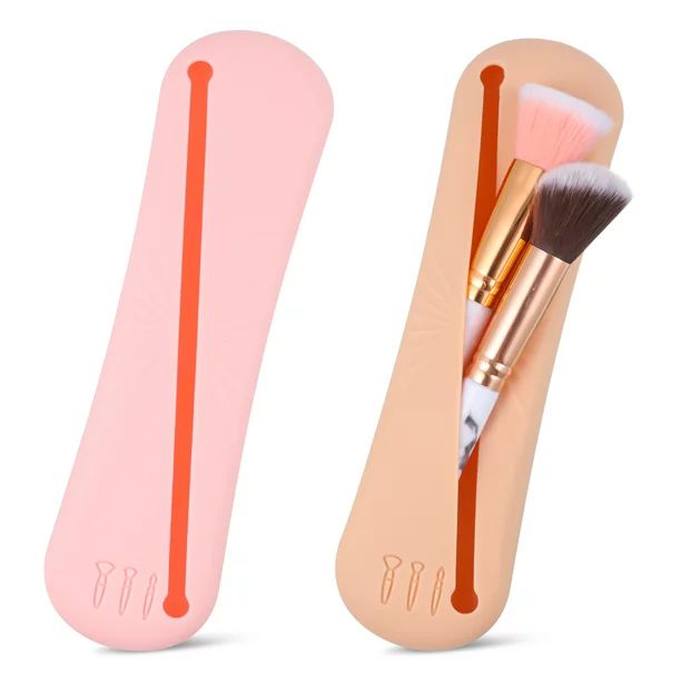 Springcorner 2 PCS Travel Makeup Brush Holder,Silicon Make Up Organizer Bag Case,Portable Cosmeti... | Walmart (US)