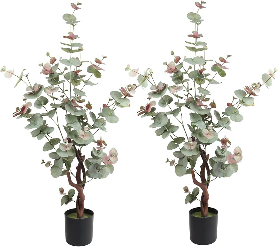 Eucalyptus Artificial Tree, 2pcs Potted Faux Eucalyptus Tree, Artificial Eucalyptus Tree 3FT Tall... | Amazon (US)