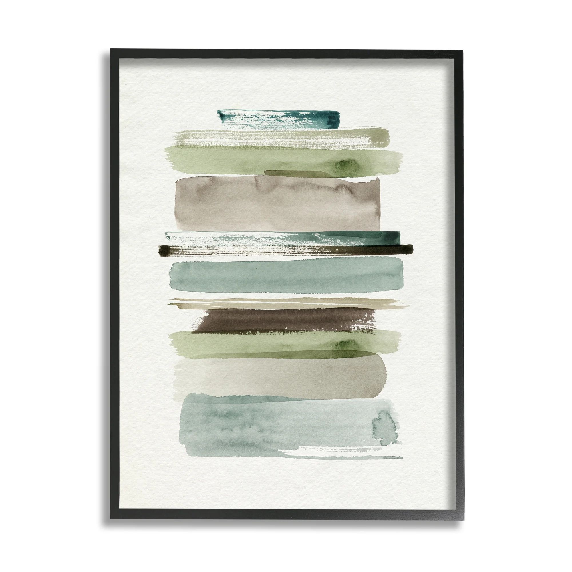Stupell Industries Thick Line Shape Abstraction Green Brown Striped Layers Modern Painting Black ... | Walmart (US)