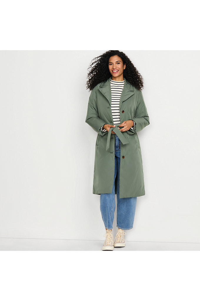Women's Insulated Commuter Trench Coat - Lands' End - Green - XS | Lands' End (US)