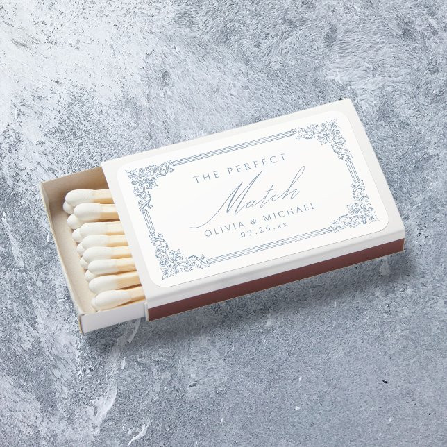 Dusty Blue Vintage The Perfect Match Wedding Favor | Zazzle | Zazzle