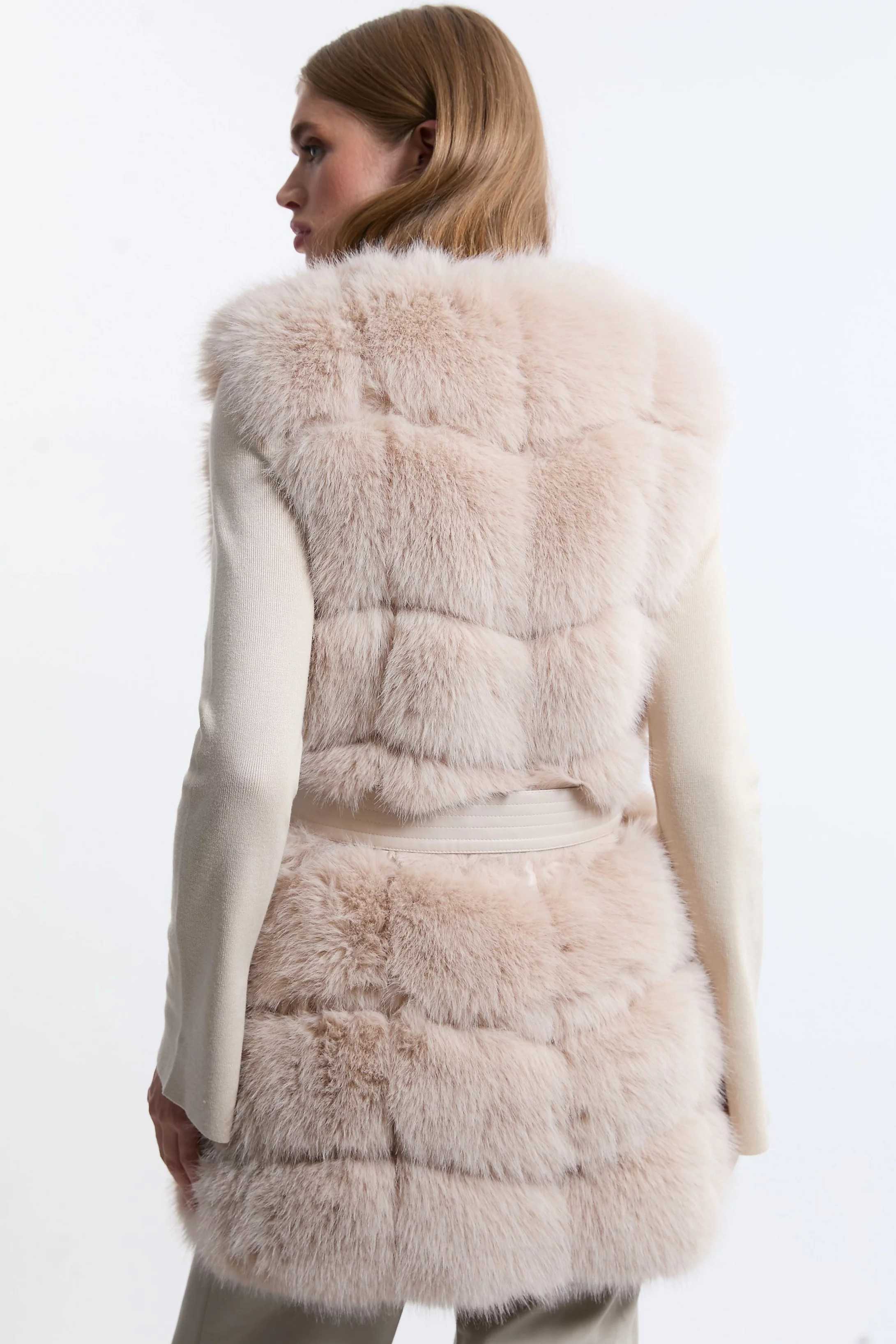 Faux Fur Panelled Vest | Karen Millen | Karen Millen US