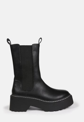 Missguided - Black Pull On Chunky Ankle Boots | Missguided (US & CA)