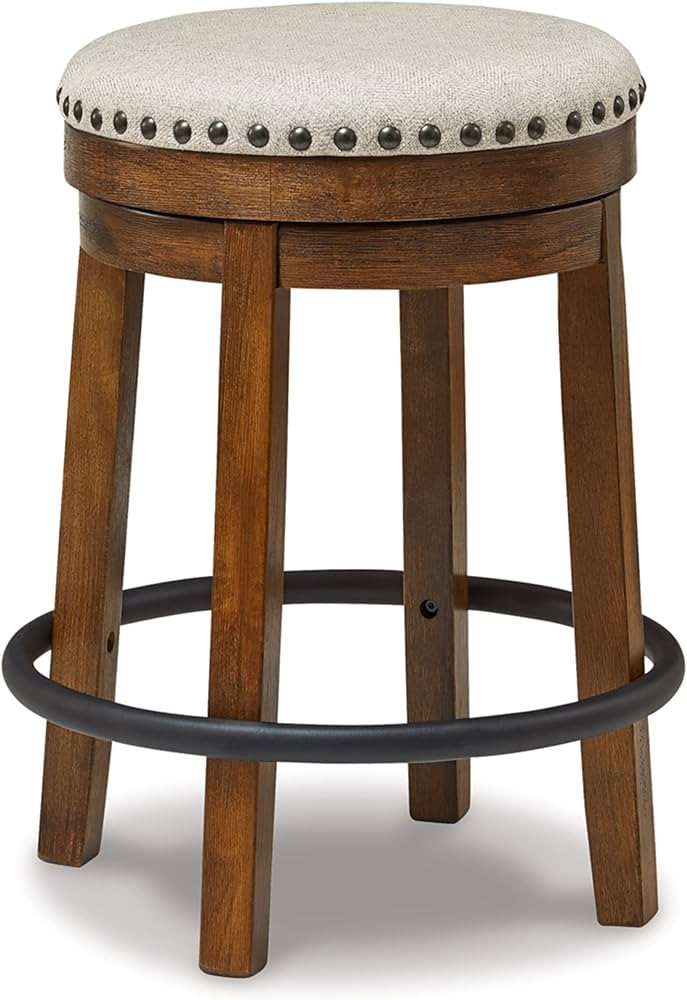 Signature Design by Ashley Valebeck 24" Counter Height Upholstered Swivel Stool, Brown & Black | Amazon (US)