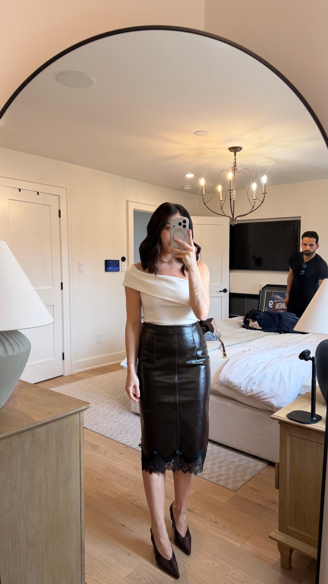 Love the faux leather and lace combo 