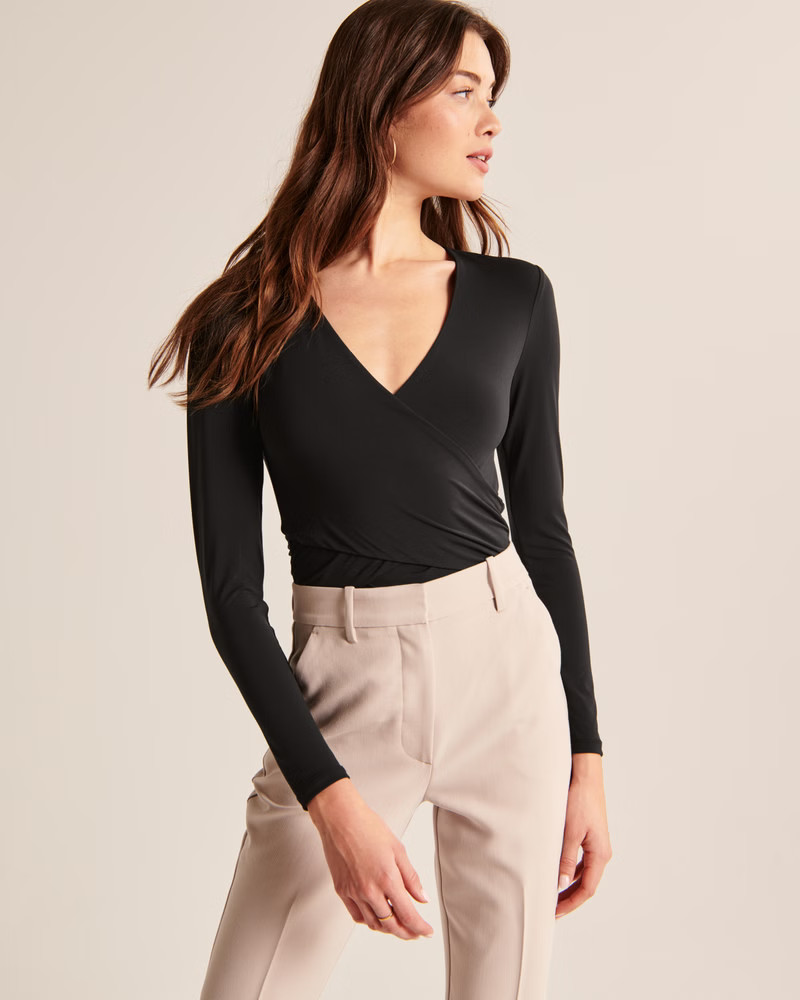 Long-Sleeve Wrap Bodysuit | Abercrombie & Fitch (US)