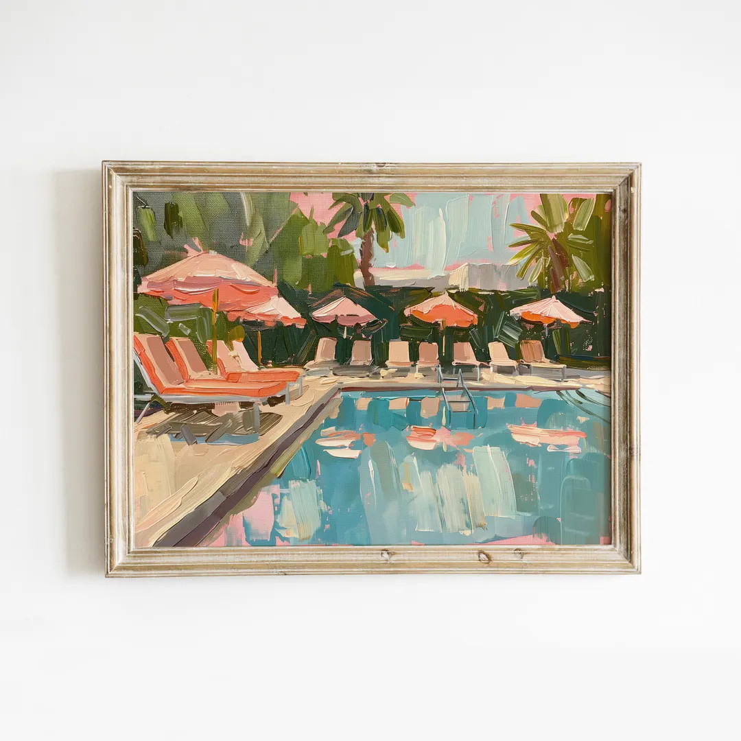 Retro Palm Springs Swimming Pool Art Print: Girly Preppy Decor (digital Download) - Etsy | Etsy (US)