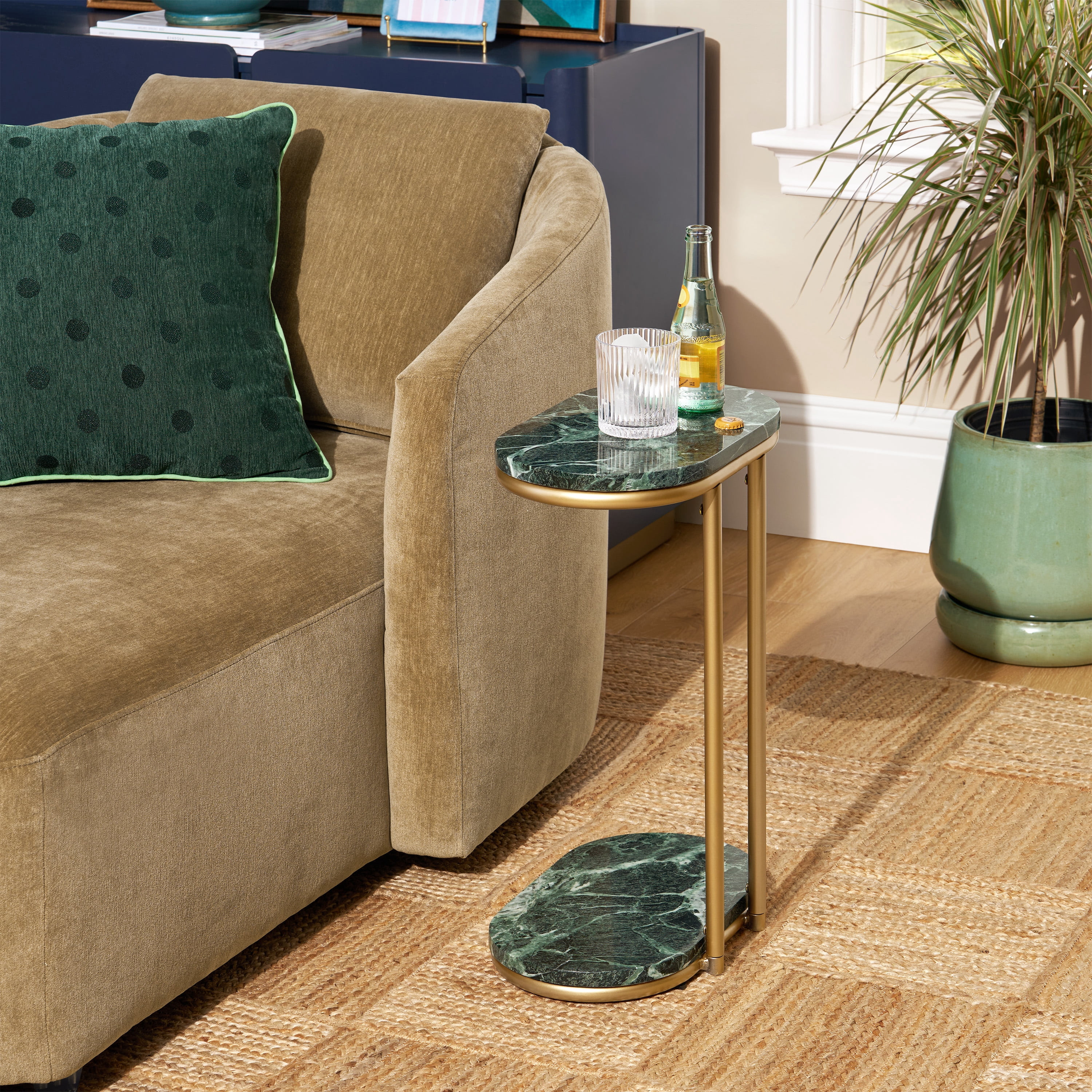 Beautiful Lane Drink Table by Drew Barrymore, White marble and gold finish | Walmart (US)