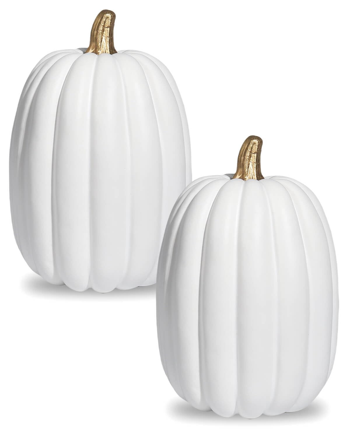 8.5 Inch Large White Pumpkins for Decorating - 2PCS Big Artificial Foam Pumpkins for Fall Decorat... | Amazon (US)