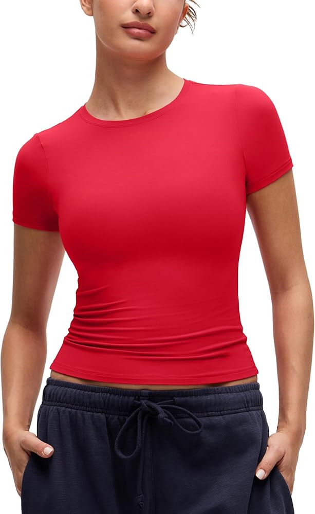 CRZ YOGA Softembrace High Neck Tops for Women - Soft Casual Going Out Shirts Crewneck Tight Basic... | Amazon (US)