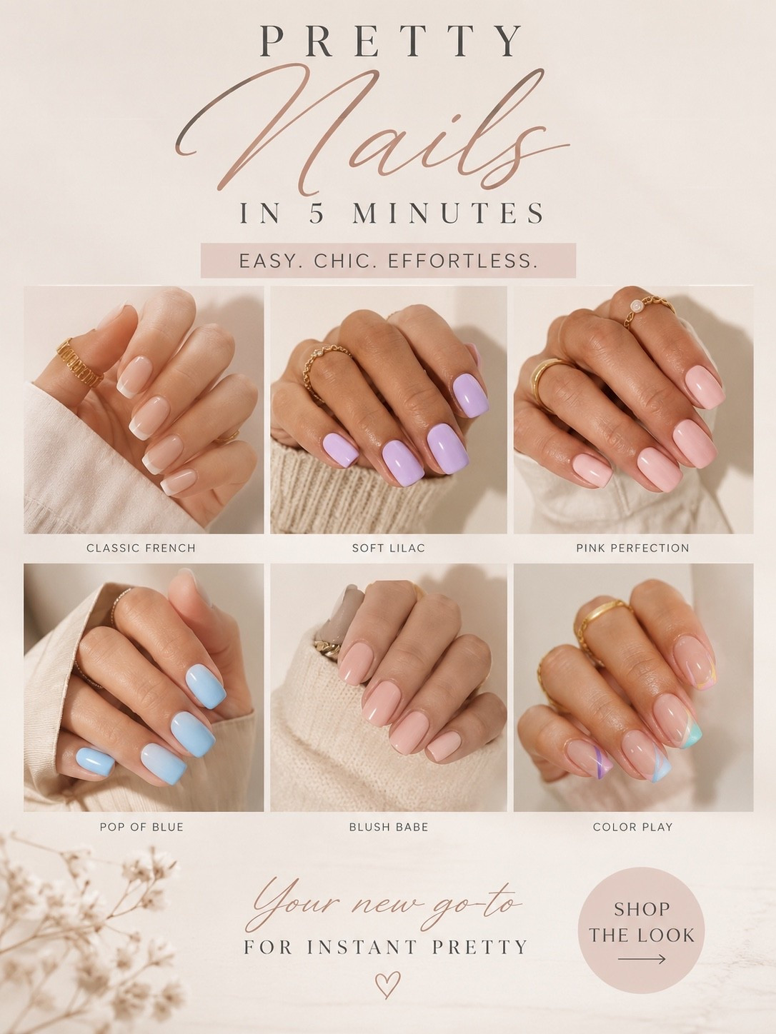 5 minutes is all it takes to feel a little more put together. Pretty nails, no salon needed!