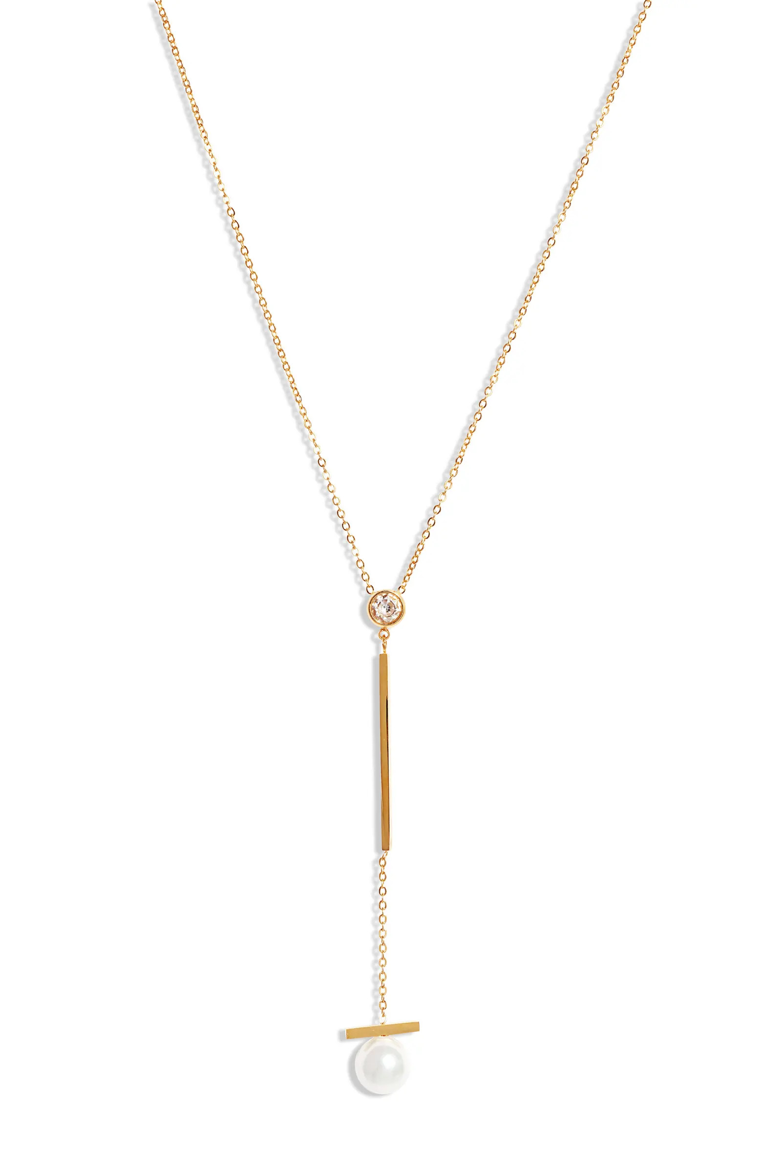 Knotty Imitation Pearl Drop Y-Necklace | Nordstrom | Nordstrom