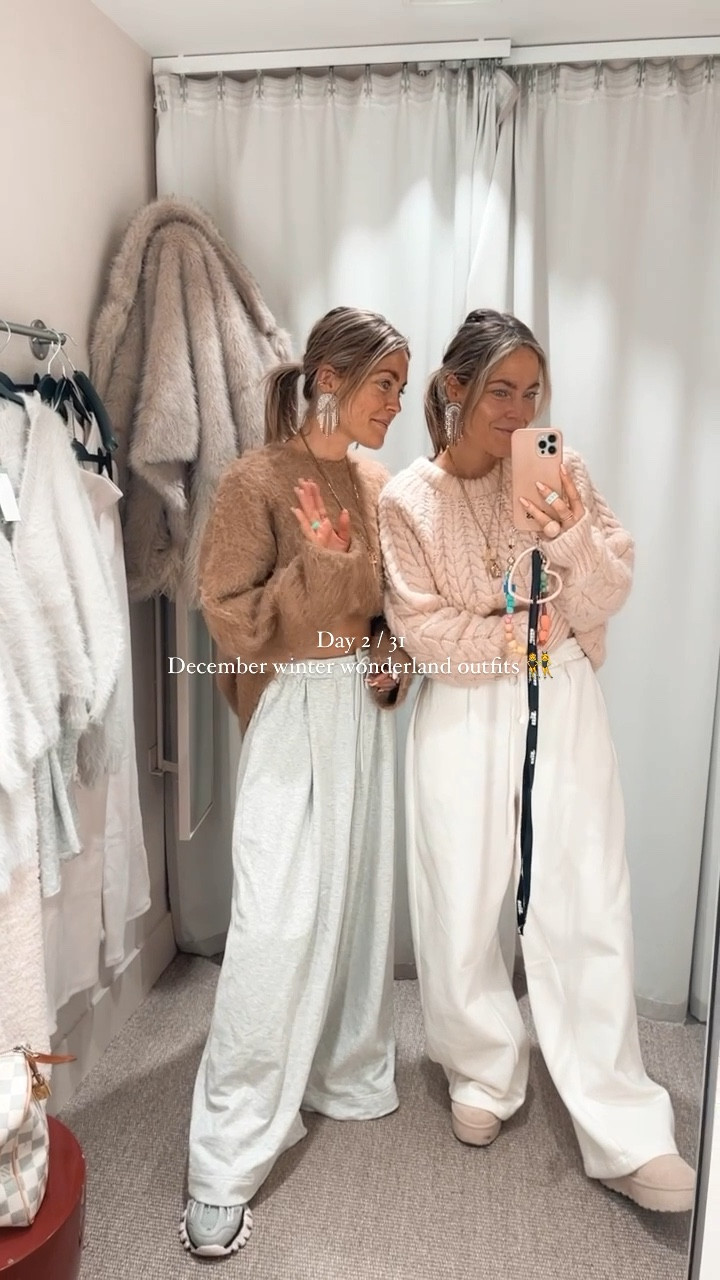 Get winter ready with us. Day 2/31 winter wonderland outfits. #LTKGift #grwm #getreadywithme 

Wide leg joggers, get ready with us, H&M, jumpers, knitted sweater, Ugg dupes, white sneakers, bySiss, get ready with me, H&M winter collection, Christmas outfit, winter outfit, ootd, Christmas Day outfit 

#LTKHoliday #LTKVideo #LTKstyletip