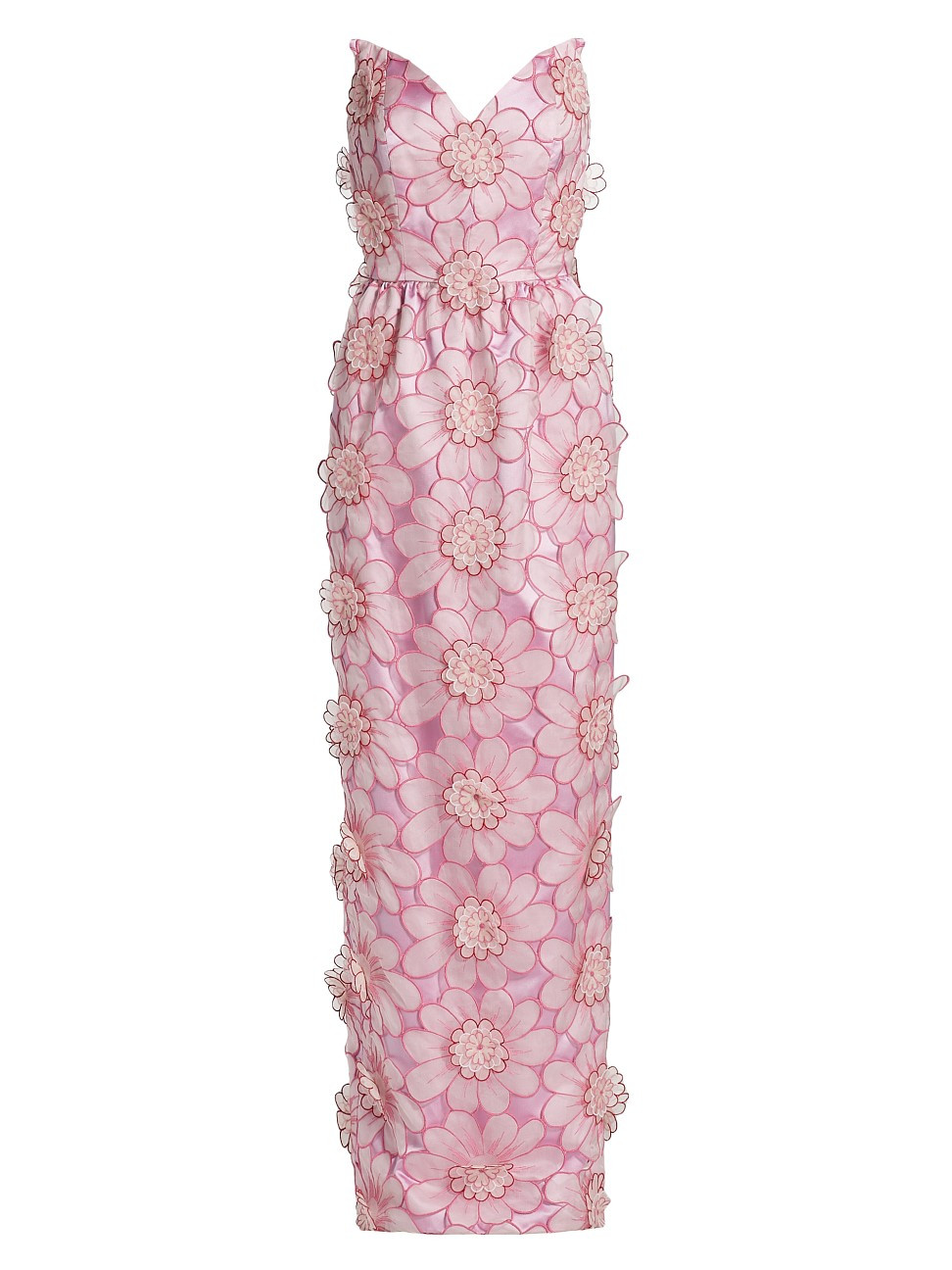 Women's Marina Strapless Floral Appliqué Gown - Pink Floral - Size 14 | Saks Fifth Avenue