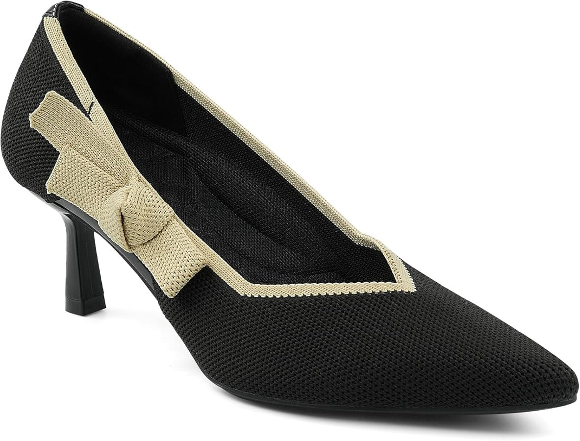 JENN ARDOR Womens Pumps Kitten Heels Dress Shoes for Women Comfortable Knit Low Heel Pumps 2.1 In... | Amazon (US)
