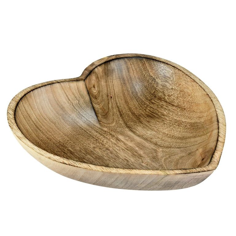 Vintage Heart Shaped Natural Brown Tamarind Wood Hand Carved Tray Bowl | Walmart (US)