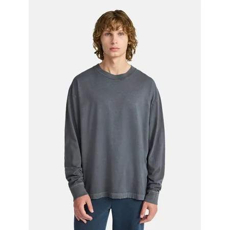 No Boundaries Cotton Oversized Tee with Long Sleeves, Men's & Big Men's | Walmart (US)