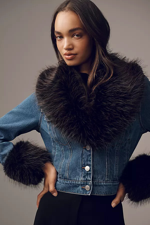 Faux-Fur Trim Denim Jacket | Anthropologie (US)