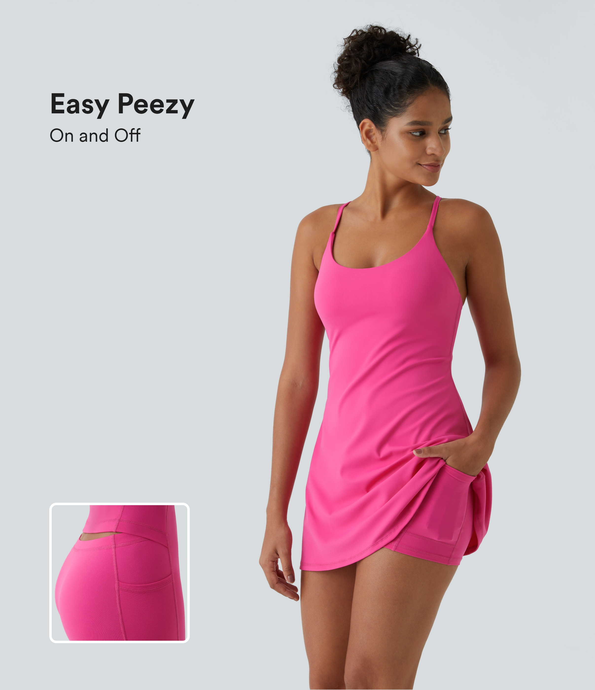 Halara Softlyzero™ Plush Backless Active Dress-Easy Peezy Edition Workout Dress - Fuchsia Purple - M | HALARA