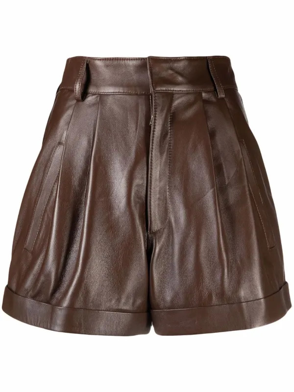 Manokhi Jett Leather Shorts | Brown | FARFETCH | Farfetch Global