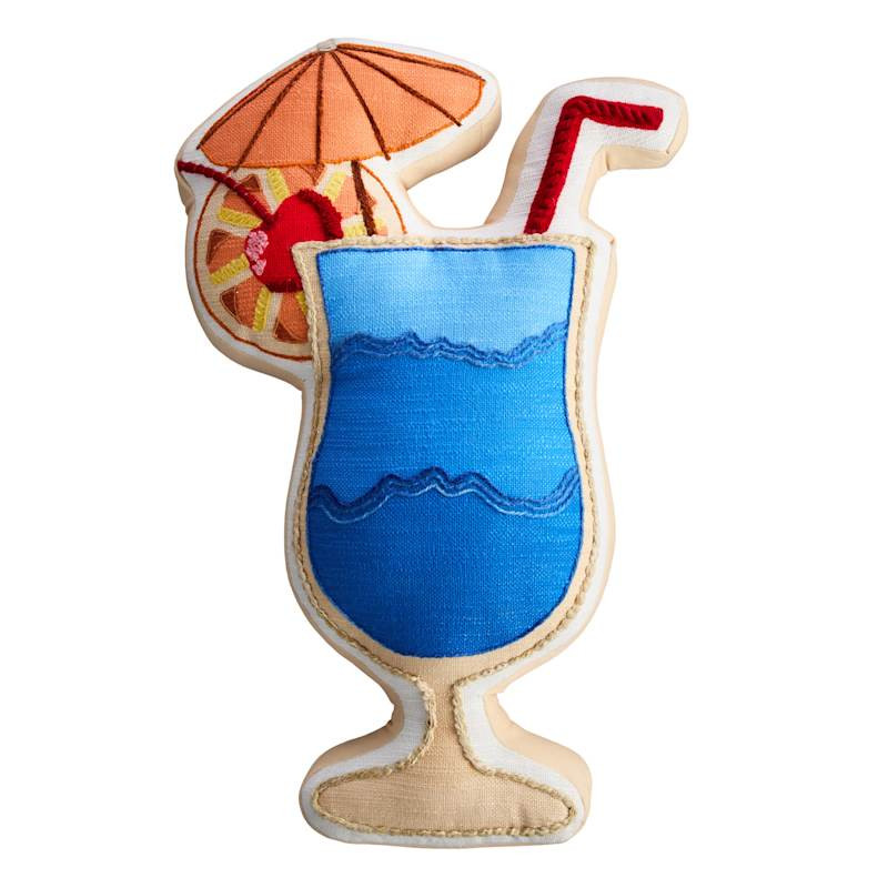Blue Lagoon Cocktail Shaped Outdoor Throw Pillow, 14x21 | At Home