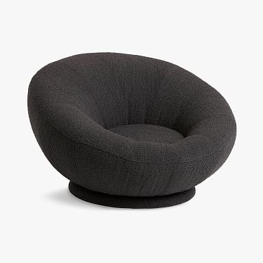 Chunky Boucle Charcoal Groovy Swivel Chair | Pottery Barn Teen | Pottery Barn Teen