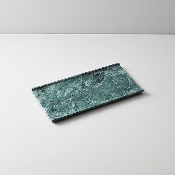 Pure Foundation Marble Tray, Small, Green | West Elm (US)