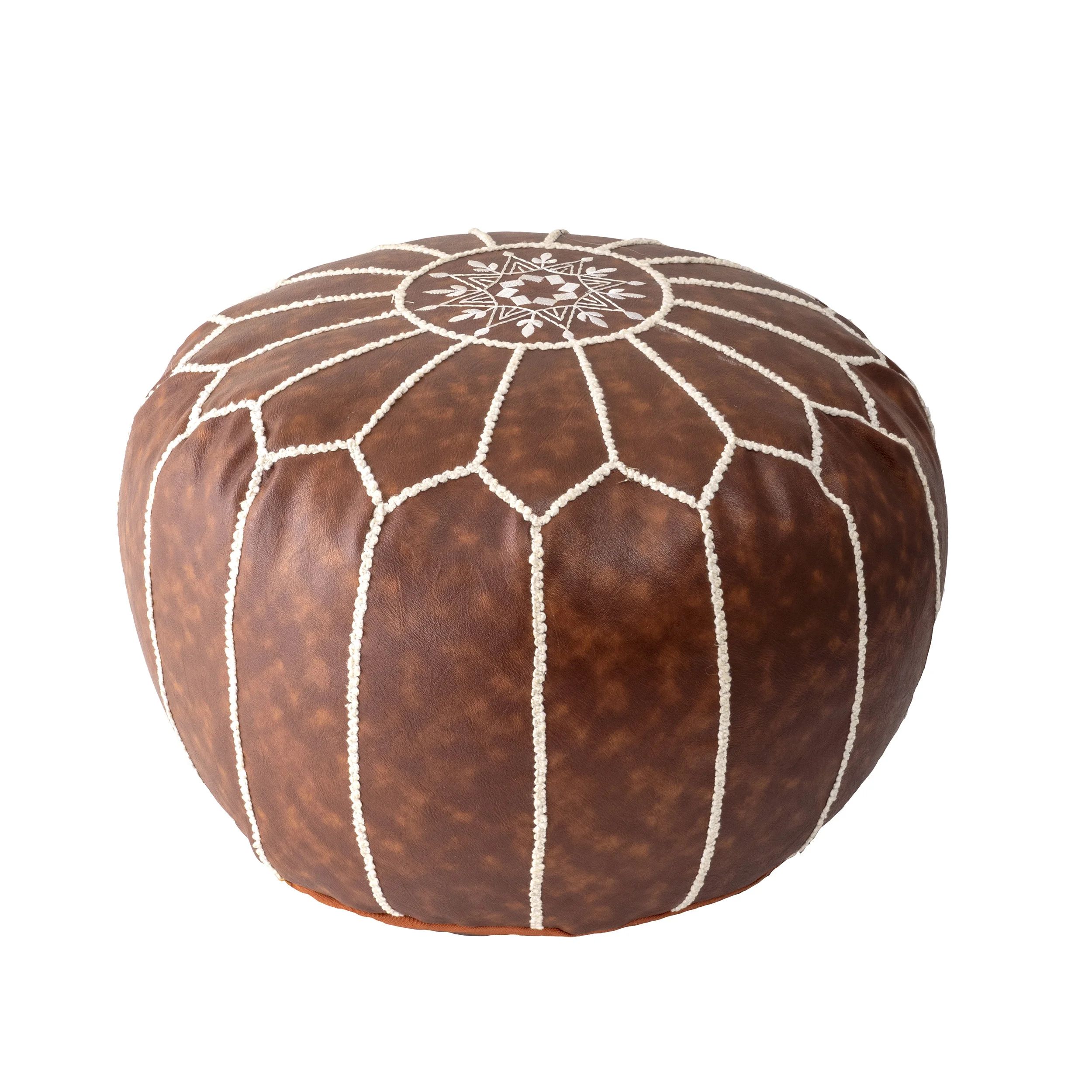20'' Wide Faux Leather Round Pouf Ottoman | Wayfair North America