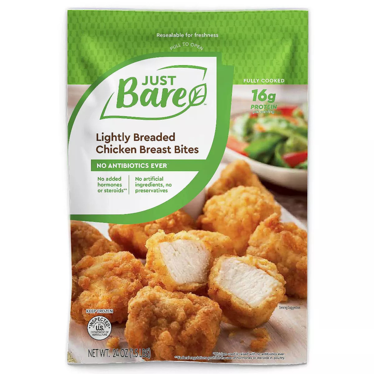 Just Bare Lightly Breaded Chicken Breast Bites - Frozen - 24oz | Target