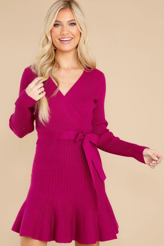 Making Moves Magenta Sweater Dress | Red Dress 