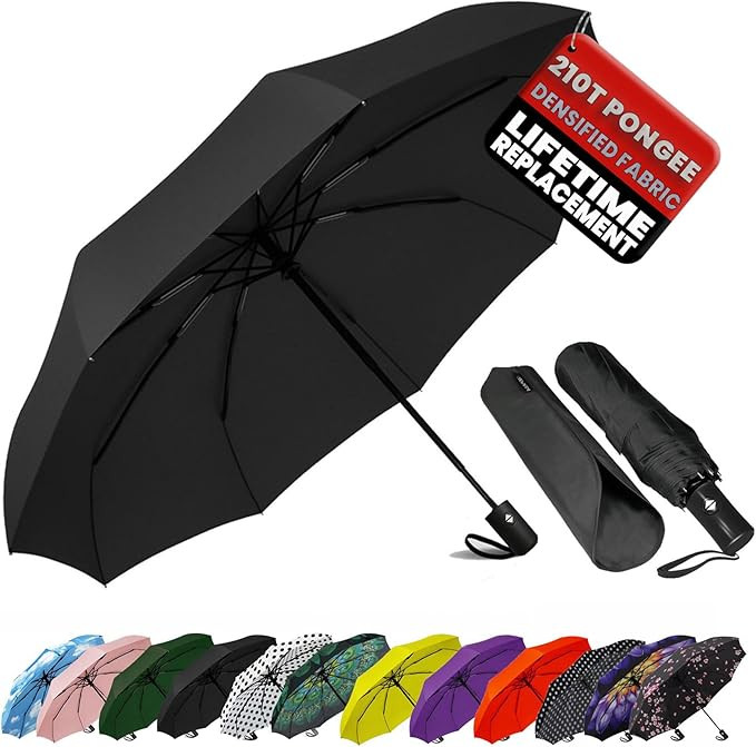 Compact Travel Umbrella - Windproof Auto Open/Close, Small Folding Umbrella for Rain - Lightweigh... | Amazon (US)