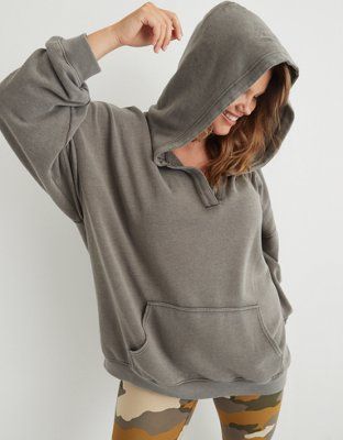 Aerie Happy Henley Hoodie | American Eagle Outfitters (US & CA)