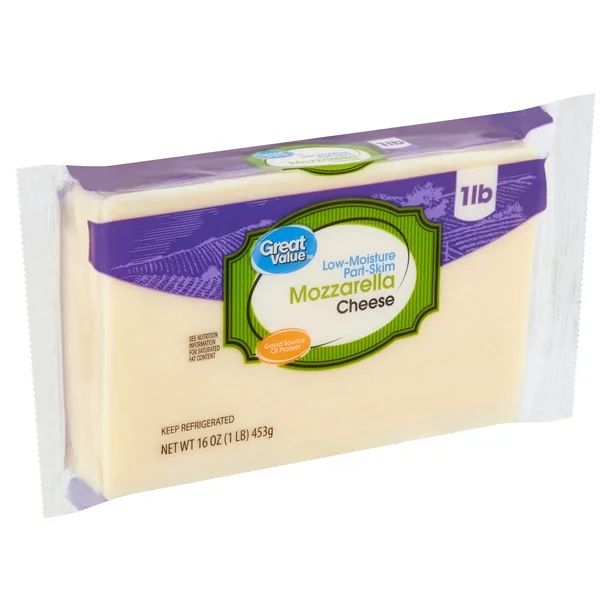 Great Value Low-Moisture Part-Skim Mozzarella Cheese, 16 oz | Walmart (US)