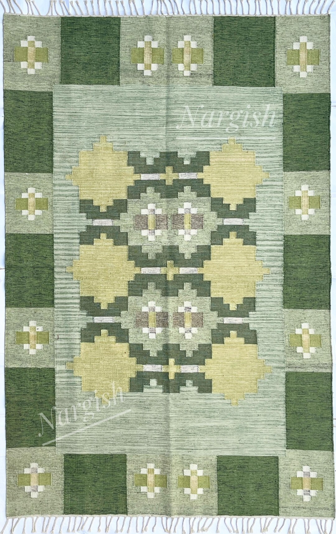 3x5 4x6 8x10 Green Swedish Scandinavian Design Rug High Quality Handwoven Flat Weave Rug for Livi... | Etsy (US)