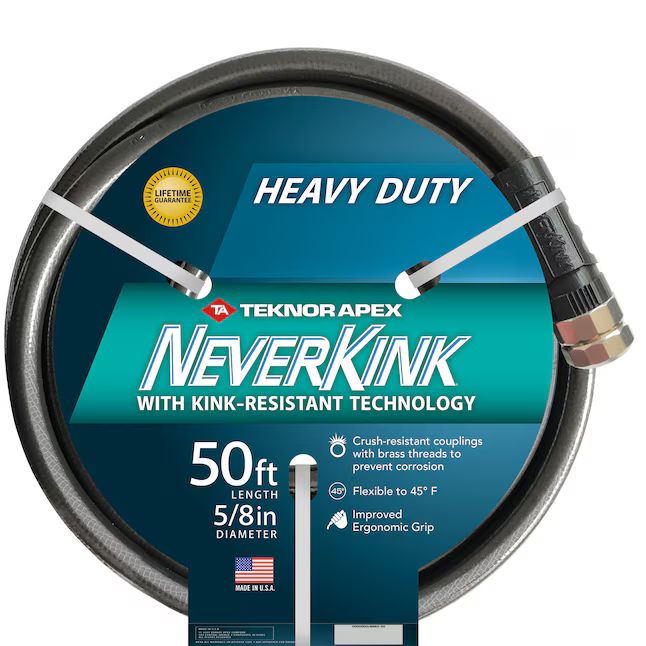 NeverKink Teknor Apex 5/8-in x 50-ft Heavy-Duty Kink Free Vinyl Gray Coiled Hose | Lowe's