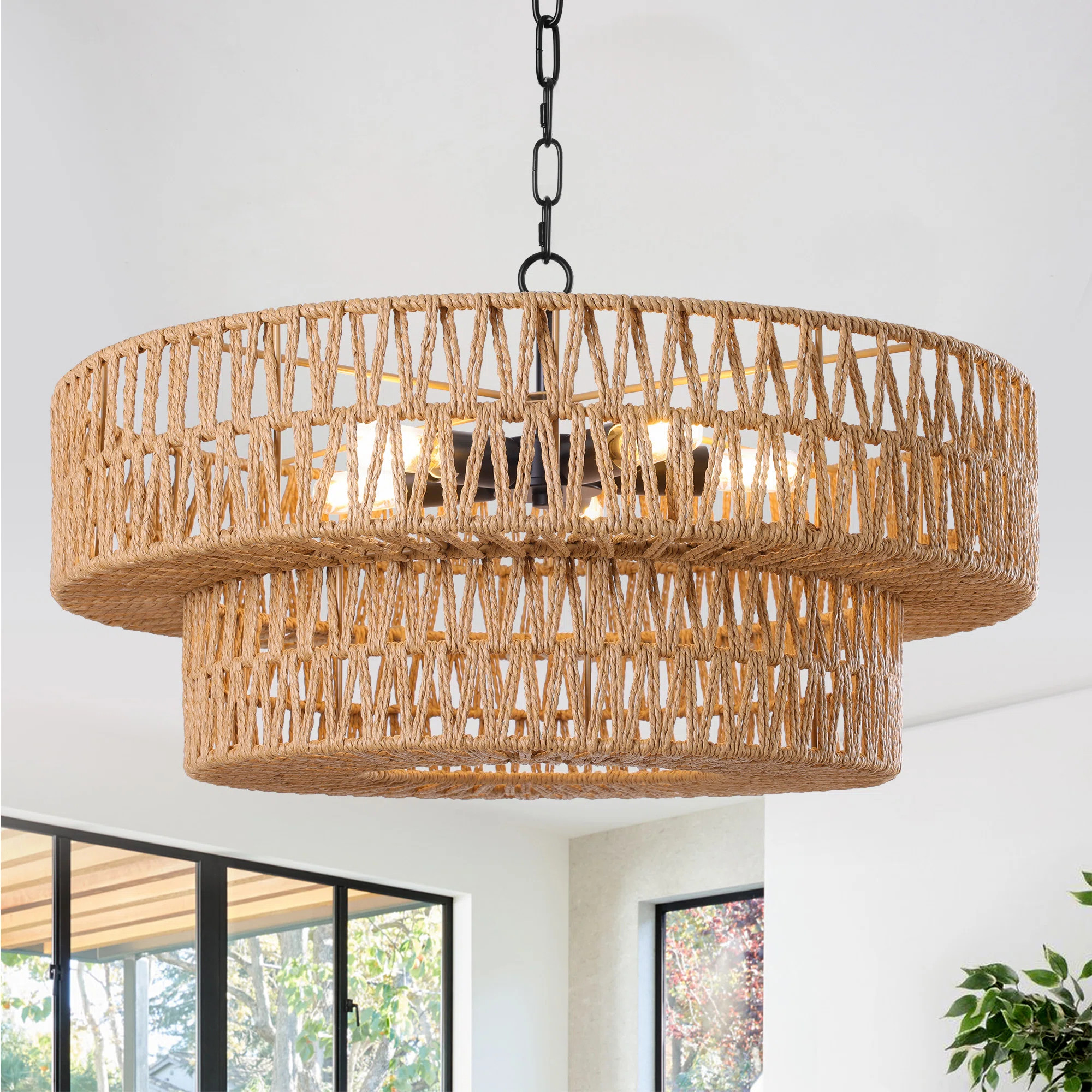 Dakota Fields Caytlen 5-Light 21.6" Dimmable Hand-Woven Rattan Drum Chandelier | Wayfair | Wayfair North America