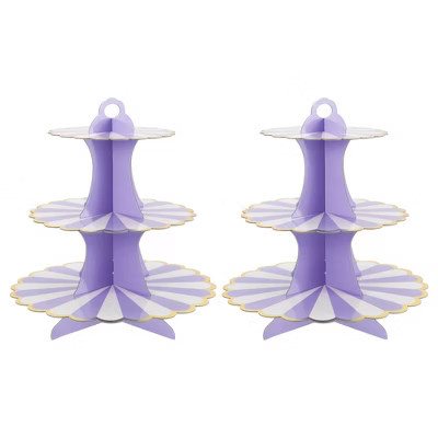 Unique Bargains Halloween Christmas 3-Tier Cupcake Stand Tower Cardboard Dessert Cup Cake Stand Tower Purple 2 Pcs | Target