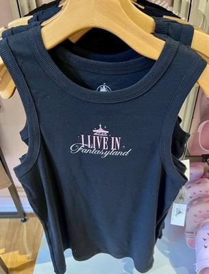 2025 Disney Parks “I LIVE IN Fantasyland” Carrousel Fitted Black Tank Top Large | eBay US