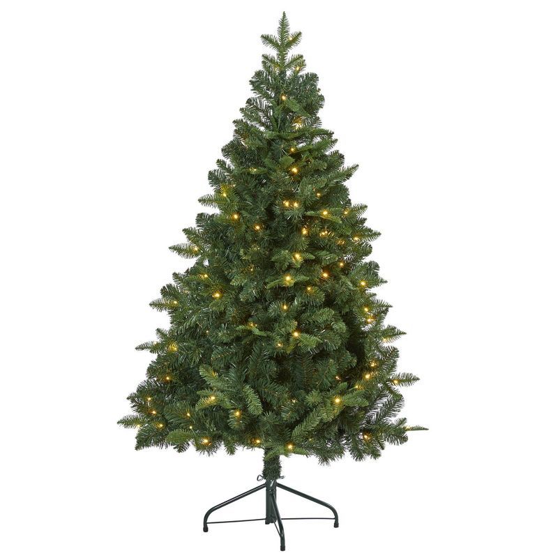 5ft Nearly Natural Pre-Lit LED Grand Teton Spruce Flat Back Artificial Christmas Tree Clear Light... | Target